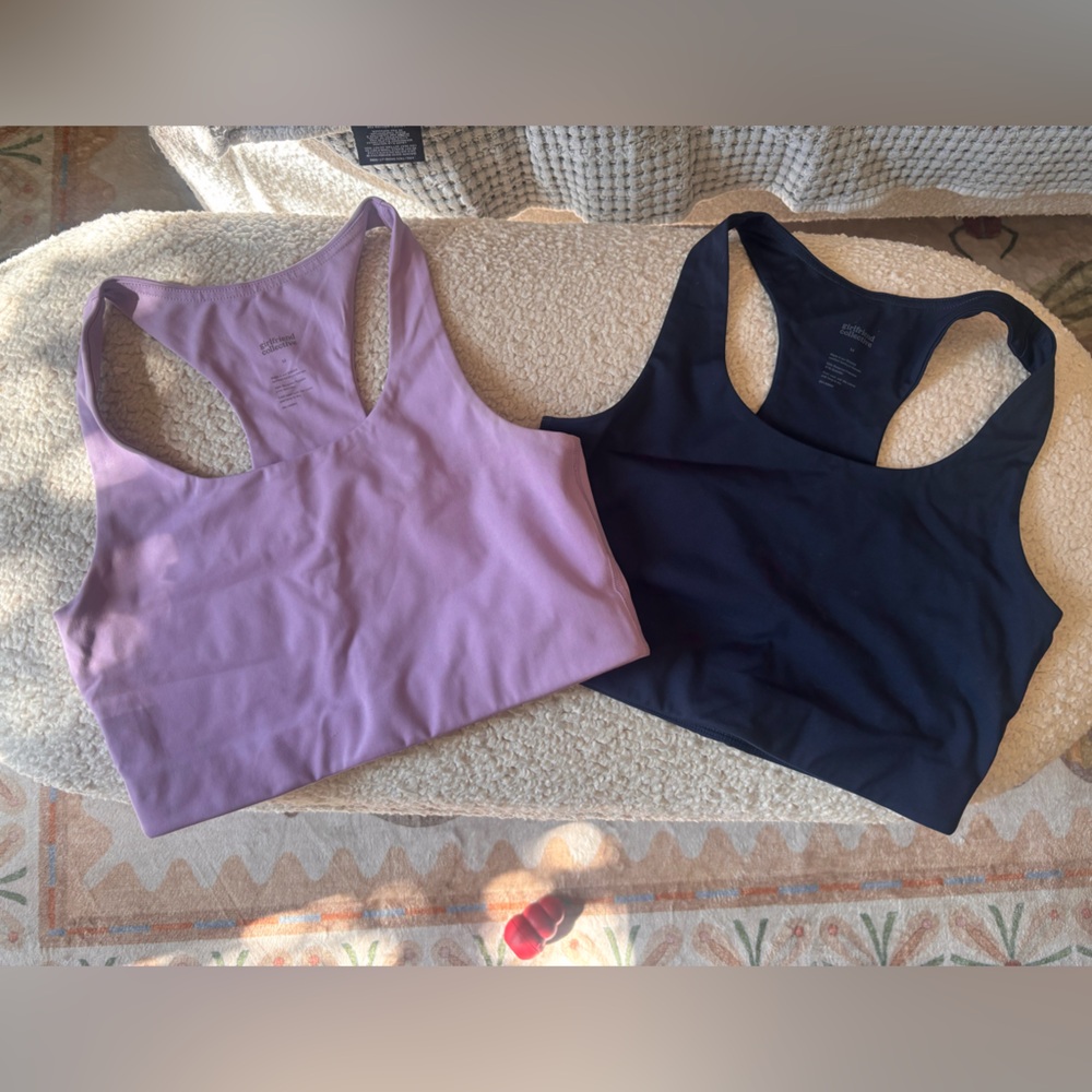 2 GIRLFRIEND COLLECTIVE Paloma Sports Bra in Lilac and Navy